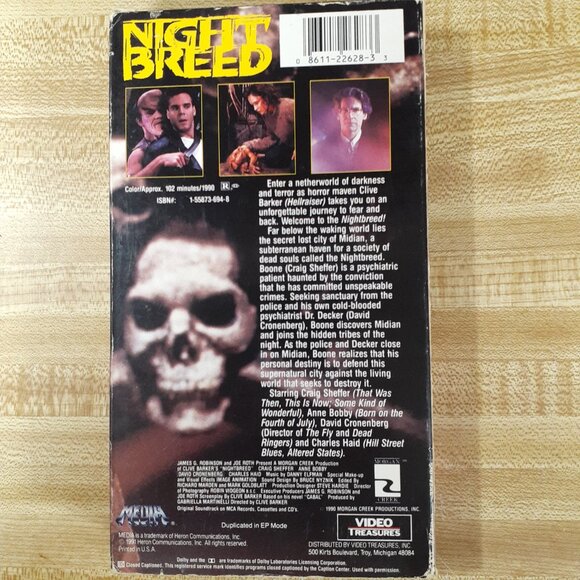 Clive Barker NIGHTBREED 1990 VHS David Cronenberg Cult HORROR Video Treasures - Picture 3 of 7